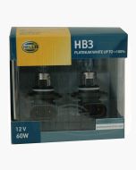 Hella HB3-PW100DP2 HB3 P20d 12V 60W Platinum White Plus 100% Globe Kit